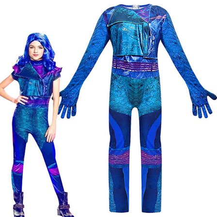 Descendants 3 Audrey Mal Cosplay Costume Jumpsuit til piger 9-10 år Blå
