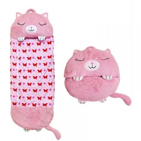 (130*50cm, rosa) Sovepose for barn med pute, myk og komfortabel, 2 i 1