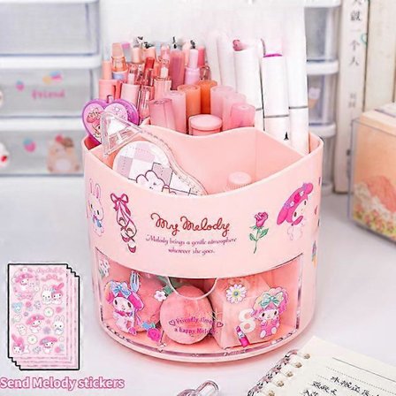 Miniso Sanrio Roterende Penneholder Oppbevaringsboks Skrivebordsorganisator & Kawaii Sanrio Cinnamoroll Klistremerker Søt Papir Oppbevaring _yux