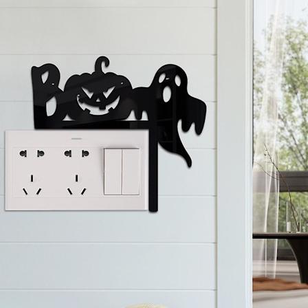 1 stk Halloween Speilveggklistremerker 3D Svart Gresskar Spøkelse Dørramme Dekorasjon Akryl Bryter Dørlist Dekal Fest Hjemmedekor