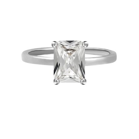 Klassisk Silver Ring med Vit CZ Kristall - Guldpläterad - Stl 17