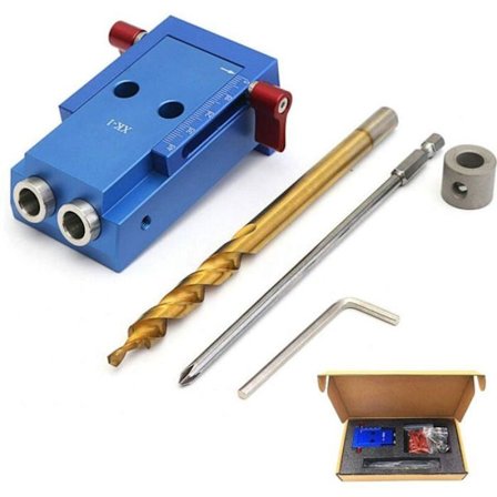 Tresett for trearbeid for lommehull, skruer, maler, aluminiumslegeringsdybler, skrå boreguide, PZCC-verktøy