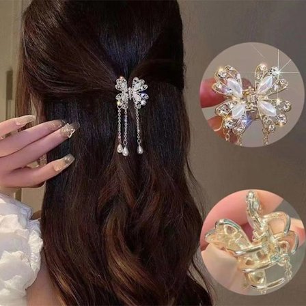 Udsøgt Butterfly Fringe Rhinestone Hair Claw Clip Dame Ho