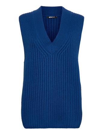 Harper Knitted Vest Blue Gina Tricot