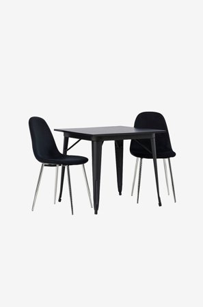 Venture Home - Spisegruppe Tempe med 2 stk stoler Polar - Svart - Spisegrupper - Fra Homeroom