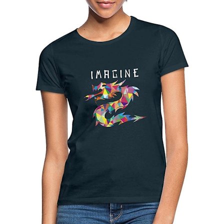 Imagine Fantasy Dragon Tattoo Style Design T-skjorte for kvinner