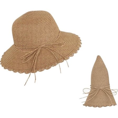 Dames Mode Straw Panama Hat Foldsbar Solhat Forår-Sommer, ZQKLA