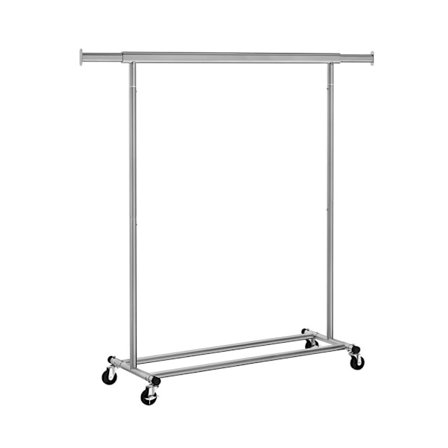 Klädställ på hjul med utdragbar hängskena - Silver
