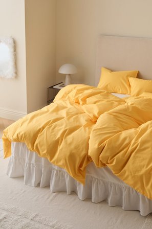 &Home - Påslakanset Heaven i bomull, 2 delar - Gul - Påslakanset - 150X210 - Från Homeroom