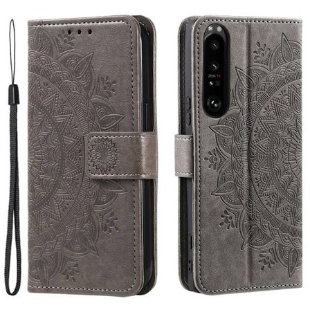 SKALO Sony Xperia 1 V Mandala Plånboksfodral - Grå