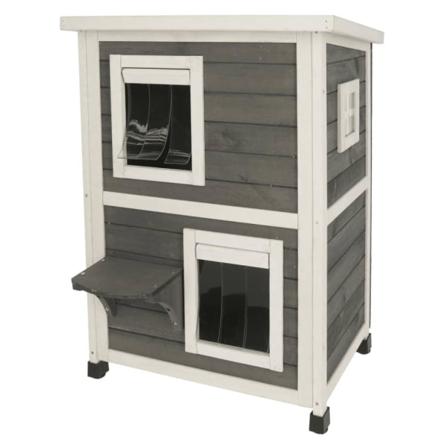 Kerbl Katthus För Utomhusbruk Family 57x55x80 Cm Grå Och Vit Multifärg