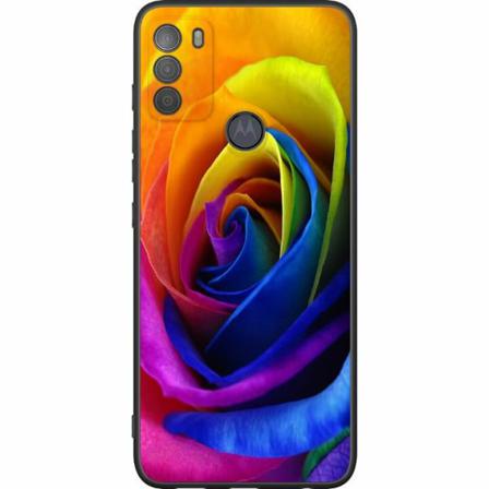 Motorola Moto G50 Svart Skal Rainbow Rose