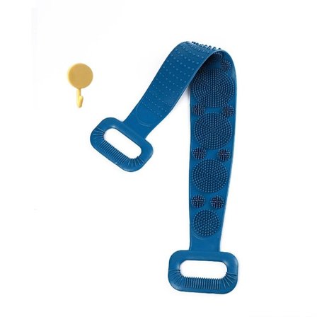 Silikon Ryggtvätt Bälte - Extra Lång, Dubbelsidig, Bad Blå