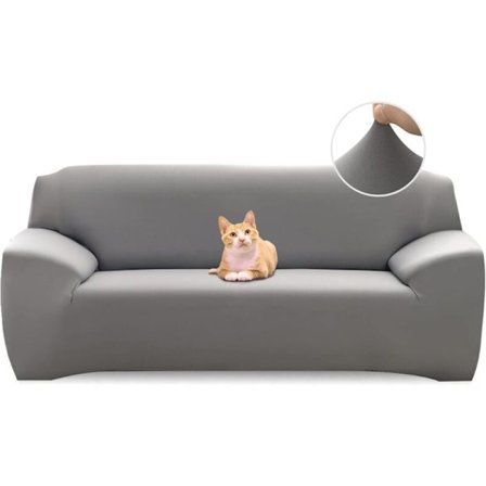 Grå stretchig sofföverdrag 3-sits sofföverdrag med armstöd Modern