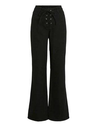 Vigela Hw Tie Detail Jeans Black Vila