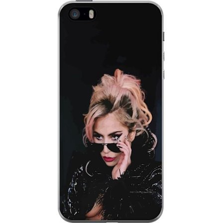 Yhteensopiva Puhelinkuori Apple iPhone 5s Lady Gagan muotokuva aurinkolaseilla ja dramaattisella meikillä tummassa glamuurityylissä