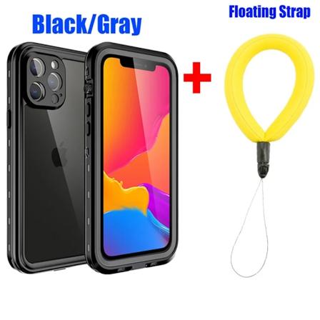 IP68 Vanntett For IPhone 15 14 13 12 11 Pro Max XS Max XR 7 8 Etui RedPepper Klar Deksel Dykking Undervanns Svømming Utendørs Sport BK med Rem BK with