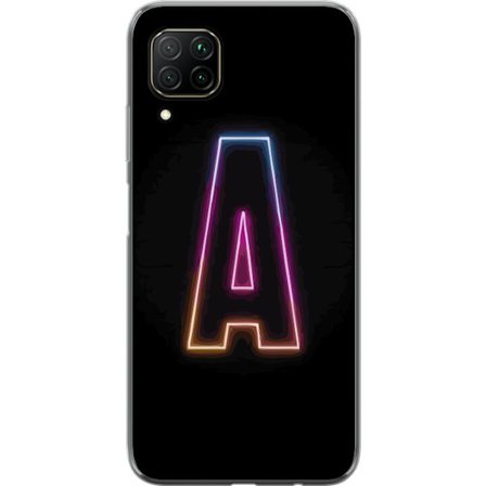 Kompatibel Mobilcover til Huawei Huawei P40 lite Minimalistisk neonbogstav A i regnbuefarvet lys mod sort baggrund i moderne typografisk stil