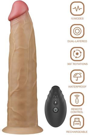 Dual-Layered Silicone Vibe With Rotation 22,5cm Dildo med vibrator - Blushme.se