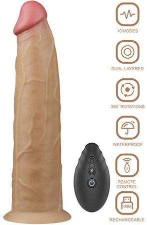 Dual-Layered Silicone Vibe With Rotation 22,5cm Värisevä dildo