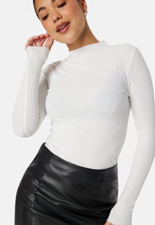 ONLY - Onlemma L/S High Neck Top - Light beige - Kläder - - Bubbleroom