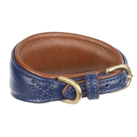 Digby & Fox Läderfodrat Greyhound Hundhalsband S - Halslinje: 2 Navy S - Neckline: 25cm-28cm