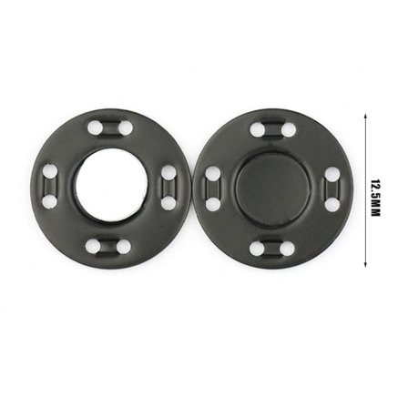 10 Par Magnetiske Knapper til Tøj Usynlige Magnetiske Knapper DIY Tøj Sort 12,5 mm