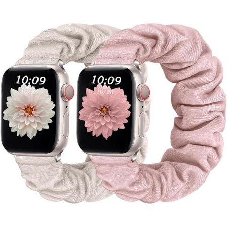 2 kpl joustavat säädettävät hihnat yhteensopivat Apple Watch -hihnan kanssa 42mm 44mm 45mm 49mm, painettu Scrunchie-hihna iwatch-sarjalle 8 7 6 5 4 3 