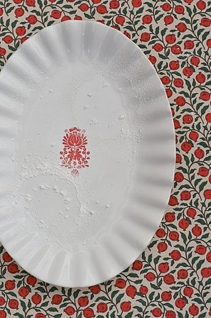 Jotex - Serveerschaal Wit/rood wit/rood - BONNIE - Koop Dienbladen & serveerschalen bij Jotex