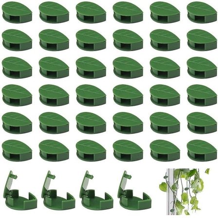 50 stk. planteklemmer til klatreplanter, selvklæbende plantevæg, plantekroge, fikseringsklemmer, grøn plastholder til H