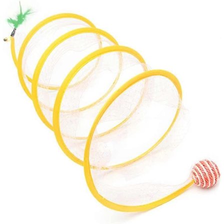 Sammenklappelig Kattetunnel Udendørs Killingetunnel S-formet Kanintunnel med Fjer