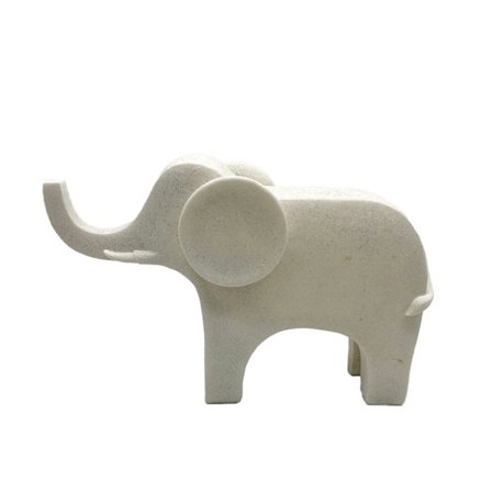 Hvid polyresin elefantdekoration, 28,7x8,7x17,8 cm