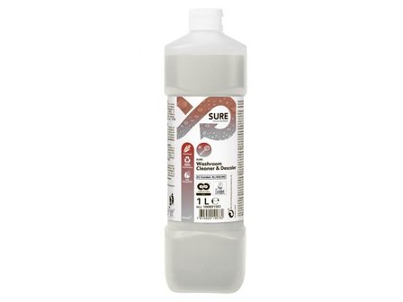 SURE Badrumsrengöring och avkalkning, växtbaserad och 100 % nedbrytbar 1L - Lyreco - Städ och hygien - Rengöringsmedel - Sanitetsrent