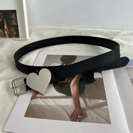 Mörk Punk Hjärta Tofs Dam Bälte Kpop Egirl Metall Kärlek Spänne Kedja Dekoration Flickor Byxor Bälten Harajuku PU Läder Jeans Bälte C 105x2.6cm(.927) 