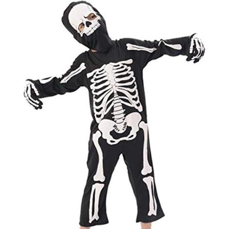Skeletkostume til børn, Halloween gløder i mørket flot kjole outfit til karnevalsfest 3-10 år Skelett 8-10 Jahre