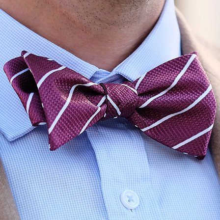 Bordeaux White Striped Self-Tie Bow Tie for Men - Self-tie bow ties