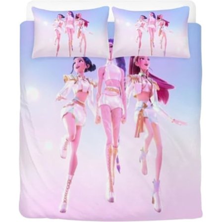 Anime Demon Hunters -vuodevaatteet 135 x 200, lasten tyttöjen yksinkertainen pussilakana tyynyliina 80 x 80 vetoketju (a, v, 200 x 200 cm + 80 x 80 cm