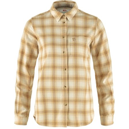 Fjällräven Women's Övik Flanellhemd in Chalk White/Dune Beige/Weiß, Bio-Baumwolle | Size: Medium