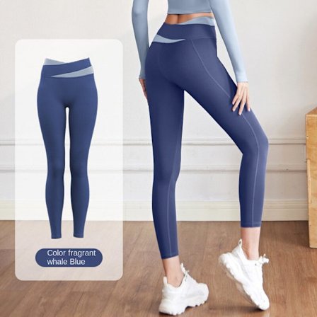 Höft Naken Lyftning Yoga Kostym Tight Kontrast Byxor F2