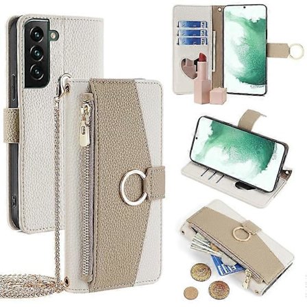 Kompatibel med Samsung Galaxy S22+ 5G Lynlåslomme Etui PU Læder Crossbody Telefon Cover Wallet