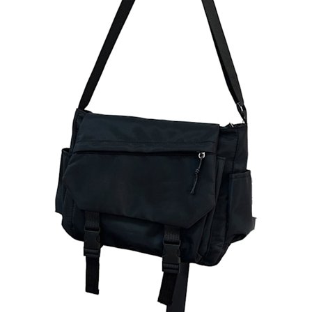 Messenger Bag för män och kvinnor, väska med lock, nylon, lätt, casual axelväska, stor kapacitet, svart
