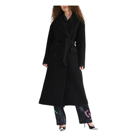 Msgm Belted Coats Sort, Dame Uldfrakker