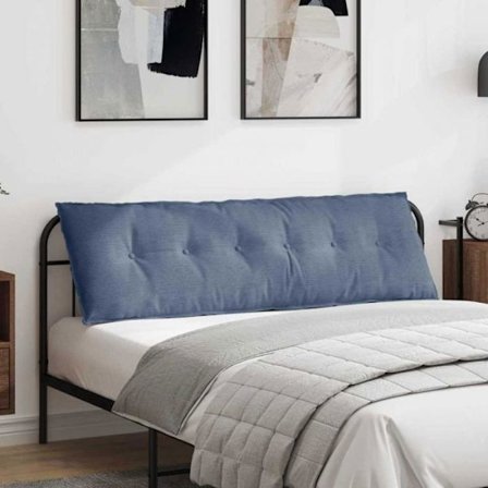 Coussin Vidaxl Ryggkudde Blå 160 x 50 cm Tyg i ribbad sammet