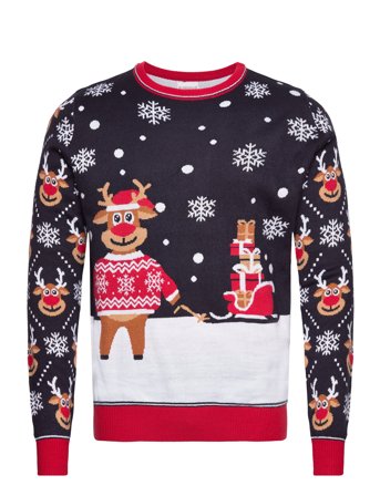 Happy Seasons The Bringing Christmas Gifts Sweater - Navy - L