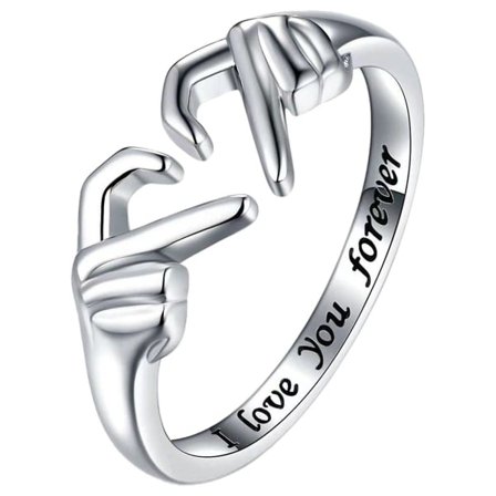 Till min vackra dotter, jag älskar dig för evigt, ring, moderiktigare än hjärtformad ring, klar, justerbar, öppen, stängd, silver