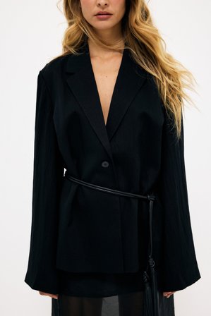 Premium Selection Relaxed Blazer aus Lyocell-Mix - Taillierter Blazer - Schwarz - EU 38