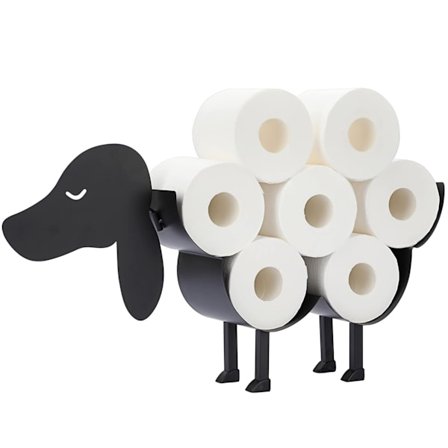 Toiletpapirholder, Sort Hund Toiletpapirholder Fritstående, Dekoration Til Badeværelse