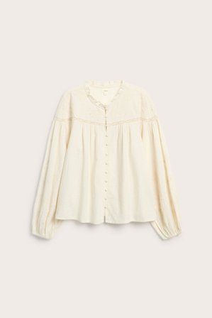 Newbie | Bluse med brodering Newbie Woman | Lys beige