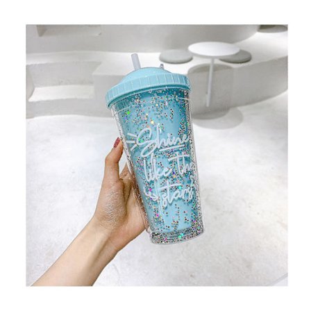 Evago Travel Cups Vattenflaska för vuxna med sugrör och lock Travel Ice Återanvändbar plastkopp