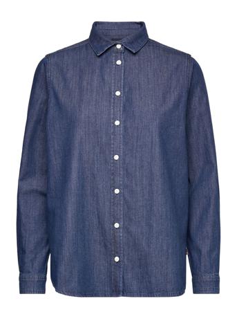 Sanna Blue Denim Shirt Långärmad Skjorta Blå Lexington Clothing